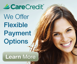 CareCredit log - Flexible payment options with woman smiling