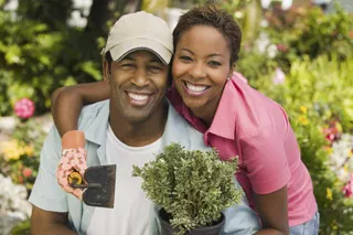Couple gardening